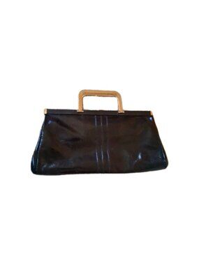 Vintage Jane Shilton England bag black leather purse mod retro handbag